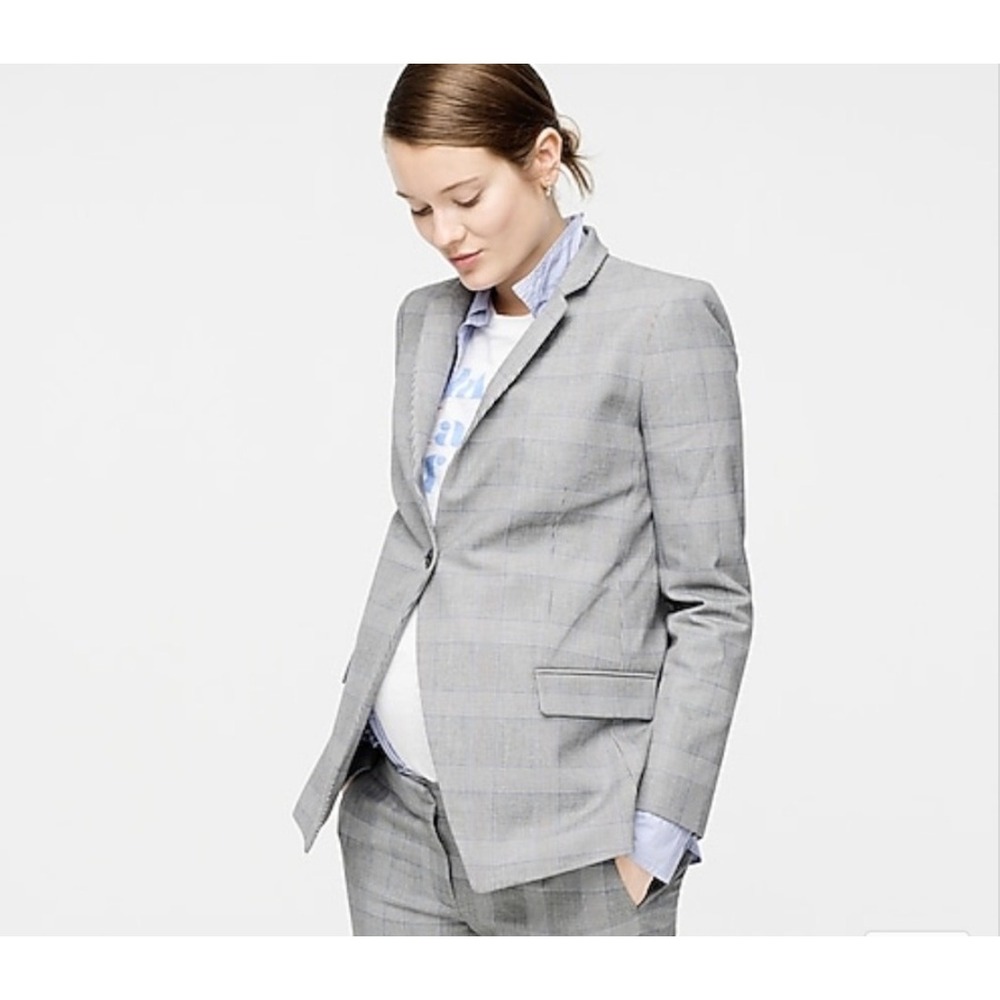 Hatch x J.Crew Regent Blazer Glen Plaid Gray Check Womens Size 2 (M-L)Maternity